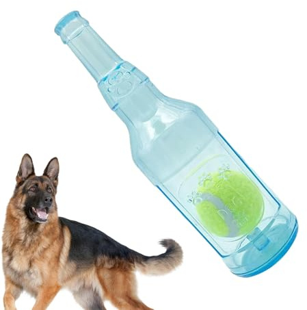 SVCEQZE Dog Chew Toys, Squeaky Dogs Interactive Play Toy, Squeaky Bottle With Tennis Ball Toy,Plastik Bottle Toys For Pooch With Tennis Ball,Interactive Toys Puppy Denta-l Care Teeth Cleaning Toy