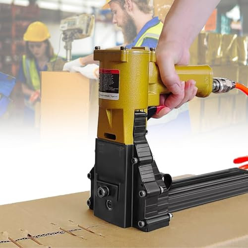 VNATWGOO Pneumatic Carton Stapler Machine, Handheld Box Sealing Tool, for 15mm-18mm/22mm Nails, Automatic Packing Closer for Heavy Duty Cartons,15to18mm