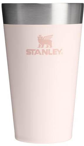 STANLEY Adventure Stacking Beer Pint 0.47L - Travel Mug Keeps Drinks Cold for 4 Hours - Stainless Steel Thermal Cup - Stacks Infinitely - Double Wall Vacuum Insulation - Dishwasher Safe - Rose Quartz