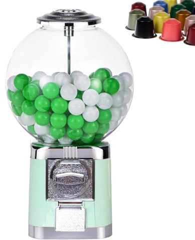 Distributeur automatique de capsules, distributeur de gros chewing-gums sans pièces, pour boules de 3,2 cm, rangement de capsules de café pour la maison et les magasins de jeux(Light green)