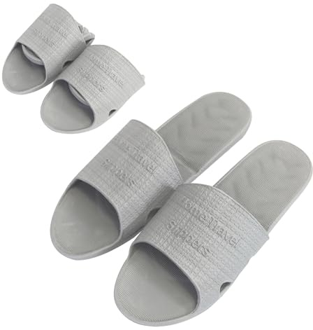 AffeGifts resetofflor, bärbara duschskor, vikbara sandaler, snabbtorkande, halkfria, hem, badrum, dusch, tofflor, GRÅ, 40/44 EU