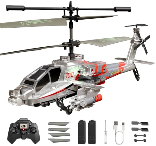 XIKOTEC Elicottero Telecomandato per Bambini, Elicottero Radiocomandato con 2 Batt, LED & Decollo/Atterraggio 1 Tasto, Elicottero Giocattolo Elicottero RC Giochi Regalo per Ragazzi 8+