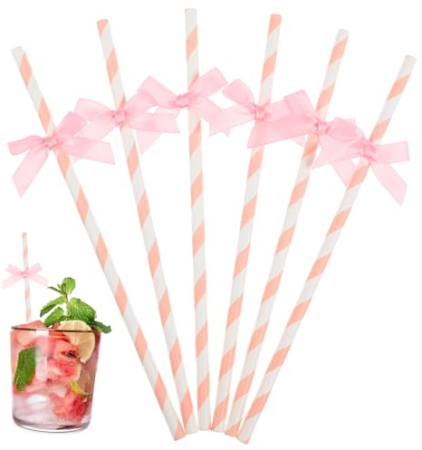 Holibanna 60piezas Pajitas De Papél Pajitas Lazo Para Beber De Papél Decorativas Para Fiestas Hawaianas Artículos Para Fiestas De Cumpleaños
