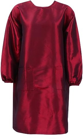 ADOCARN Tablier De Coiffeur Professionnel à Manches Longues Rouge, Taille Unique, Résistant Et Lavable, Pour Salon De Coiffure Et Cosmétologues