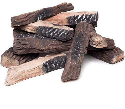 CWOQOCW Lot de 5 bûches décoratives artificielles en céramique résistantes à la chaleur pour cheminées à gaz éthanol décoration d'intérieur