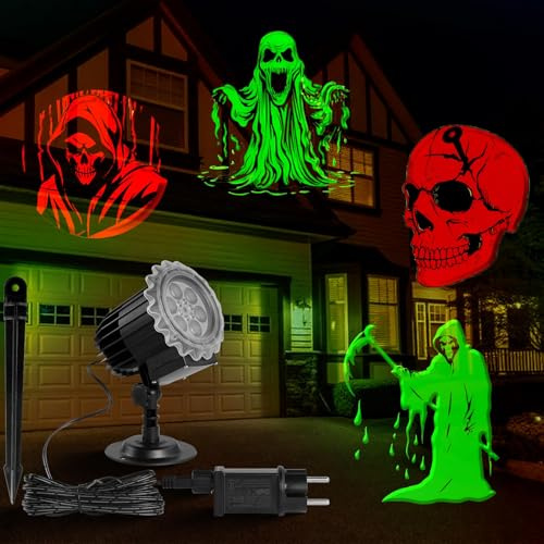 Halloween Deko Outdoor,Dynamische Projektor,Projektor Lichter IP65 Wasserdicht,Teufelsgesicht Halloween Deko Lichter für Garten Fenster Wand Hof Party,Projektorslichter Gartenbeleuchtung