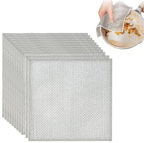Guyode 11 Pièces Chiffons Nettoyage Multi Usages en Fil de Fer Clean Top Chiffon de Nettoyage Lavette Cuisine Torchon Cuisinemicrofibre Vaisselle Microfibre Menage Eponge Cuivre