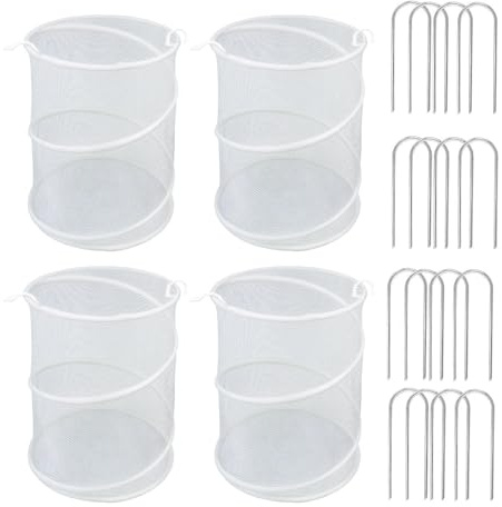 Mesh Plant Enclosure – Outdoor Plant Mesh Pop Enclosure, 4- vikbart trädgårdsskyddsgaller med 16 markankare för blåbärsbuskar frukt odling