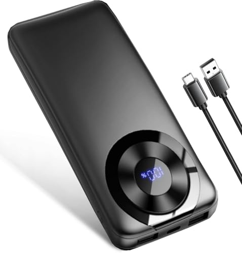 Power Bank, 10000mAh PowerBank Ricarica Rapida con Ingresso e Uscita USB-C Batteria Esterna, Caricatore Portatile Display LED per iPhone 17/16/15/14/13/12Pro/Pro Max, Nero