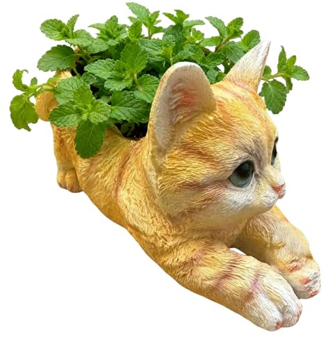 Pot de Fleurs en résine pour Chat - Statue décorative en Forme de | Pot de Fleurs pour Jardin, intérieur et extérieur, Maison, bibliothèque, entrée, Paysage, Salon, Bureau