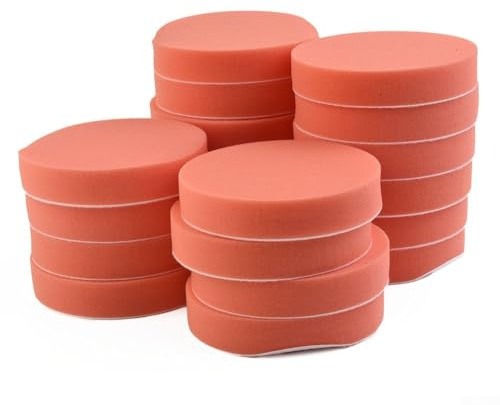 20 Stück 125 mm flache Schaumstoff-Polierschwämme, Auto für Pads, Polierer, kompatibel mit Polierer, Orbitalpuffer, Polierer, Orange, zufälliges Wachsen