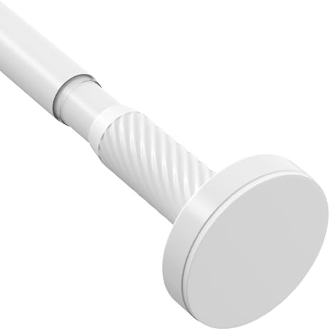AIZESI Tringle à Rideau Extensible sans Perçage 81 à 230 cm, Barre de Douche à Tension Renforcée pour Salle de Bain, Fenêtre et Porte, Blanc (Ø 25 mm)