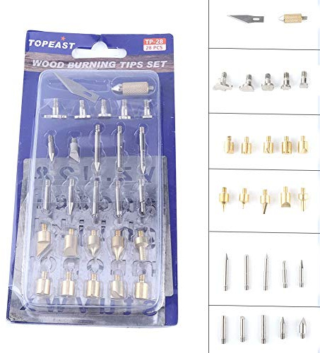 AKLOSIPY Set of Brass & Iron Pyrography Tips for Woodworking, Soldering, Alphabet Numbers & Symbols Crafting Stencils