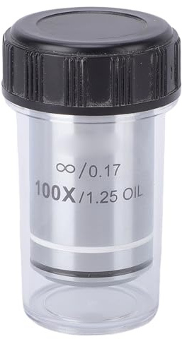 Fabater 100X Plan Objektiv, Hochauflösende Beobachtung für Biologisches Mikroskop, Optisches Glas aus Aluminiumlegierung für Zytologie, Mikrobiologie