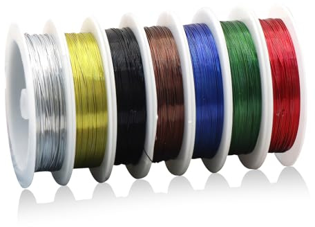 7 Rollen Basteldraht, 0,3 mm x 50 m, biegsamer Schmuckdraht, Perlendraht | Farbenreicher Draht, dünn, zum Basteln für Schmuckherstellung, Floristik & DIY-Handwerk