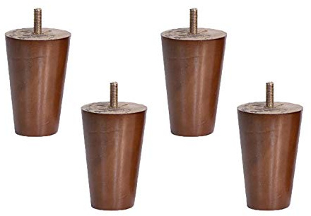 4 stycken Möbelfötter Trä Bordsben Massivt trä Byte av rak kon Möbelben for Bäddsoffa Skåp Stol Sofffötter M10 Tråd, Valnöt (40cm)(12cm)