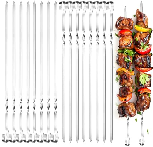 30 Stück Schaschlikspieße Edelstahl,30cm Grillspieße,Fleischspieße Edelstahl,Metall Spieße Grill,Für Fleisch, Gemüse & Meeresfrüchte – Perfekt für Grillparty, Buffet & Familienfeier