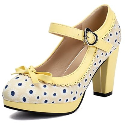 Generico 2026 Scarpe Tradizionali con Tacco Scarpe da Ballo Grosse Scarpe da Sposa Scarpe da Ballo con Tacco a Blocco Ballerine Scarpe Eleganti con Tacco e Fibbia