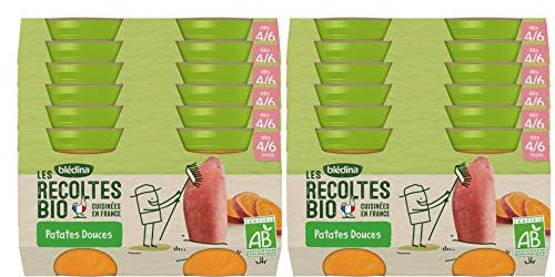 Blédina - Les Récoltes Bio - 24 petits pots pour bébé - Patates Douces dès 4/6 mois (Pack de 12x2 pots)