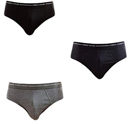 ENRICO COVERI slip in cotone elasticizzato uomo art. ES1000 (6pz) - 6, assortito - nero, grigio, blu