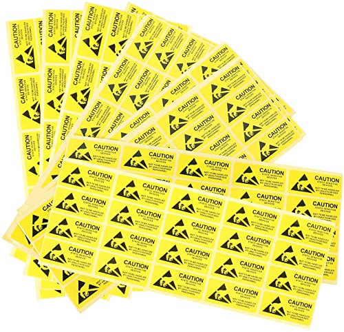iplusmile 450Pcs Statisch Empfindliche Geräte Aufkleber Praktische Dauerhafte Klare Shop Aufkleber Warnschild Wandaufkleber für Bürogebäude Schule (Gelb)