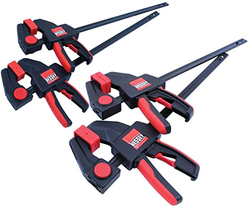BESSEY RES01 Klemmen-Set, Allzweck-Auslöserklemmen mit Verbundgriff, 5,1 x 15,2 cm, 45,4 kg und 5,1 x 30,5 cm, 136 kg, Rot/Schwarz