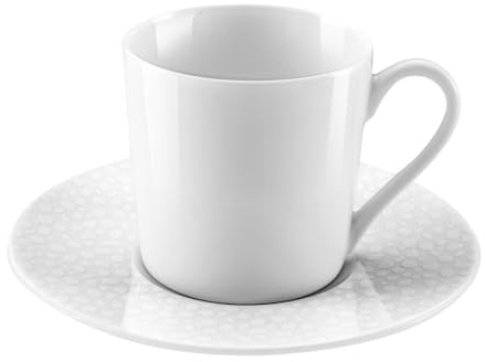 MÉDARD DE NOBLAT - Tasse et soucoupe café - D12 cm et 12 cl - Baghera - Porcelaine - Lot de 6 - Blanc