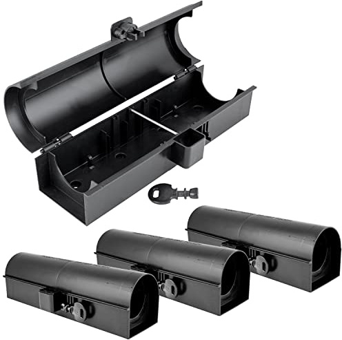 4 x Köderstation Ratten Set Köderbox Garten Rohr Mausfalle Mäuse Rattenköderbox Box Rattenköderstation Rattenfalle Kinder- Haustiersicher Koederbox Petigi