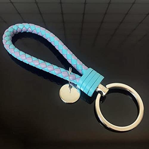 ZOJK DIY PU geflochtenes Leder gewebtes Seil Schlüsselanhänger Ring für Frauen Mann Tasche Anhänger Schlüsselanhänger