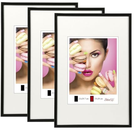 IDEAL TREND 2er 3er 5er Pack Photo Style Set Bilderrahmen Wanddeko Collage Poster Kunststoff Rahmen: Farbe: 3er Pack Schwarz | Format: 40x60