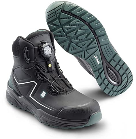 Brynje Arbetssko Green Way Low Boot S3 SRC säkerhetsstövlar flexibel, lätt och hållbar säkerhetssko med BOA® Fit-system, svart, 45 EU