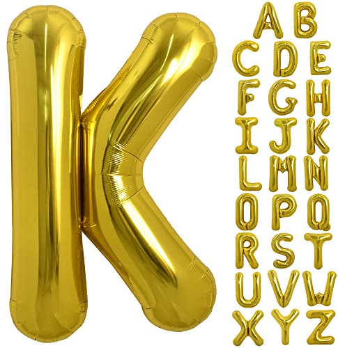 TONIFUL 101,6 cm große goldene Buchstabe K Luftballons, Folienballons aus Mylar für Geburtstagsparty, Jahrestag, Zubehör, Dekorationen