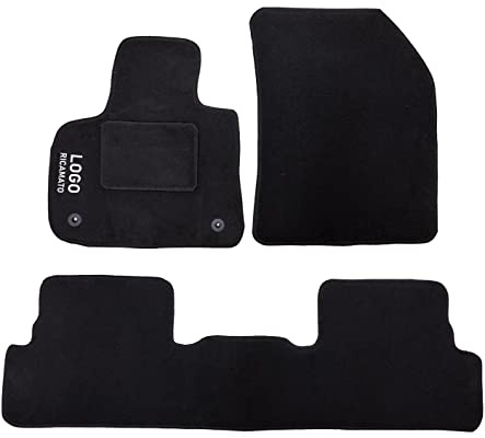 Auto Accessori Lupex Alfombrillas de coche compatibles para 3008 | Alfombrillas moldeadas | de moqueta negra | Logo bordado talonera y 2 clips de fijación | Accesorios interiores