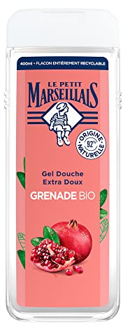 Le Petit Marseillais | Gel Douche Extra Doux Grenade Bio (flacon de 400 ml) – 92 % d'ingrédients d'origine naturelle – pH neutre pour la peau et sans colorant