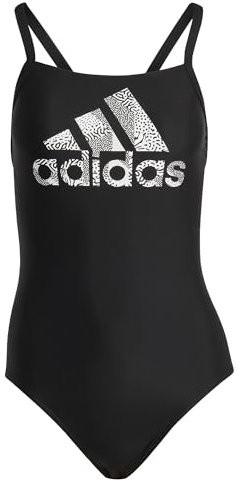 adidas Donna Big Logo Swimsuit, Black / White, 34