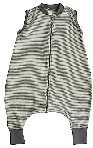Lilano, Schlafsack mit Bein, geringelt, Merinowolle (kbT), Seide, 210 g/m² (Hellgrau/Natur, 86-92)