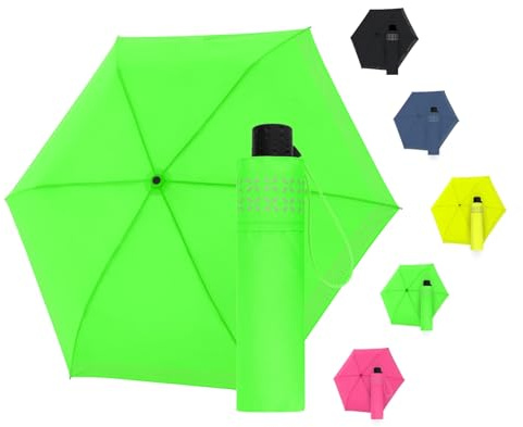 Doppler Regenschirm Safety Reflect I Regenschirm mit reflektierendem Rand & Handöffner I Mini Schirm mit passender Schirmtasche I Leichter Taschenschirm für Unterwegs