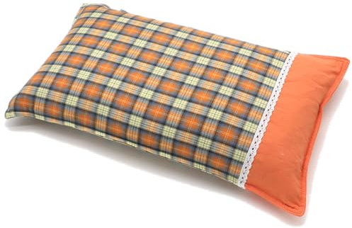 Edomi Oreiller fin en sarrasin pour dormir sur le côté, oreiller doux pour douleurs dorsales, loft, housse amovible, coussin de cou et d'épaules (50,8 x 27,9 cm, orange)