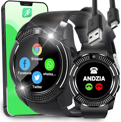 Retoo smartwatch donna uomo 1,54 pollici orologio fitness tracker contapassi frequenza cardiaca orologio sportivo monitoraggio sonno 380 mAh orologio da polso smart watch cronometro per Android nero