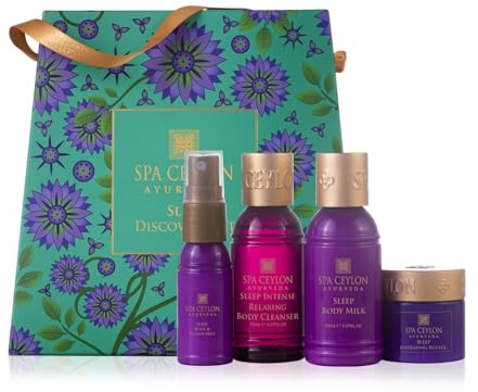 SPA CEYLON Sleep Discovery Set, ayurvedisches Geschenkset mit Lavendel, Ylang-Ylang und Patchouli, beruhigend und pflegend, ideal zum Kennenlernen der Sleep-Serie