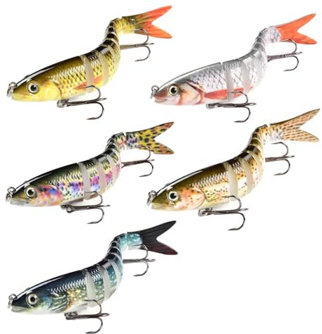 Ryvera Angelköder, 5 Stück Hecht Köder Set, Geburtstag Geschenke für Männer, Kunstköder Angeln Wobbler Hecht, Fisch Köder für Zander Barsch Forellen Swimbait,Fishing Süßwasser Salzwasser Angelzubehör