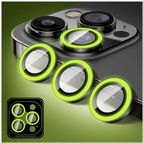 Zeponny Proteggi Obiettivo Fotocamera Compatibile con iPhone 11 Pro/11 Pro Max, Pellicola Protettiva per Obiettivo Fotocamera in Vetro Temperato Luminoso, Anelli in Lega (Verde Fluorescente)