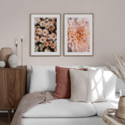 RDRDtbtr Blühende Dahlie Blumenpflanze Wand Bilder Leinwandbild nordische Poster und Kunstdrucke Bild für Wohnzimmer Schlafzimmer Heimdekoration 50 x 70 cm x 2 ungerahmt