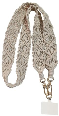 QLTYTUI Boho Makramee Handykette, Crossbody Verstellbare Handy Lanyards für Frauen Handyhalter Nackengurt Kompatibel mit den meisten Smartphones