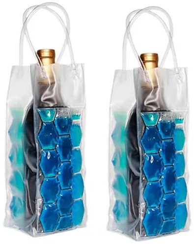 Weinkühler, Eis-Weinbeutel, Gel-Weinflaschenkühler, Eisbeutel, Weinkühler, Kühlschrank und Getränketransport, Weinflaschenkühler für roten, weißen Champagner oder Sekt, 2 (blau)