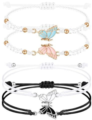 YSJCHEBS Pulseras De Mariposa Trenzadas - Conjunto de Amistad y Amor Personalizado