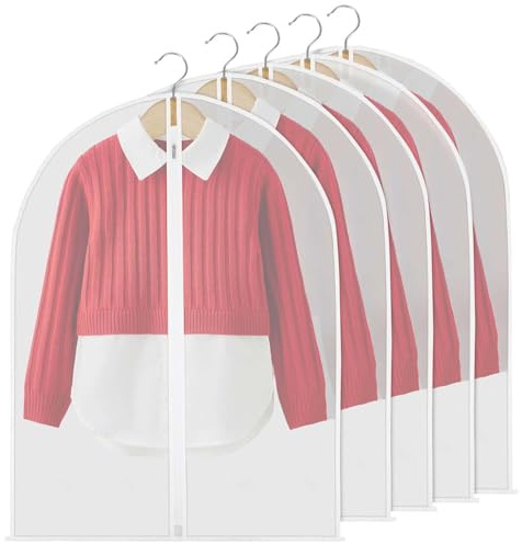 EnixwH 5 Faltbare Kleidersäcke Mit ReißverschlüSsen, 60x80 CM Kleidersack Anzug, Mottenschutz für Transparent Kleiderhülle Mit Reißverschluss, Wasserdicht Staubschutz Schutzschild für Anzüge Kleider