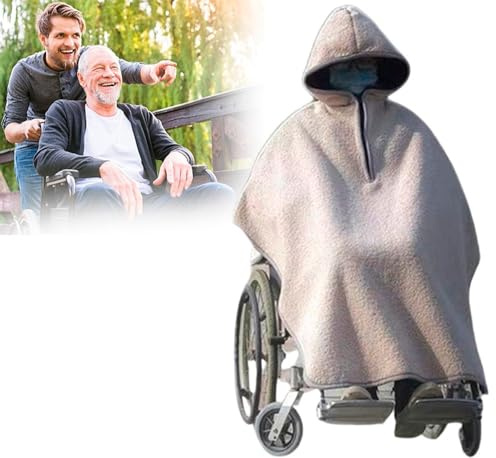 EHVYBDX Wheelchair Cover, Wheelchair Rain Cover Adult Waterproof, Winter Wheelchair Blanket, Warm Wheelchair Poncho Cover with Hood Wheelchair Blanket for Patients Elders Cold Weather A