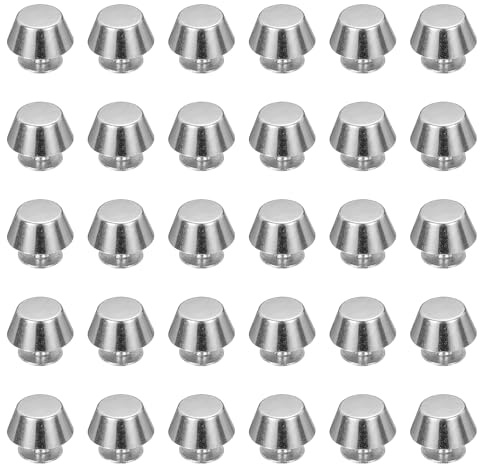 sourcing map 30 Pcs Screw Back Rivets 12mm Feet Flat Head Metal Studs Handbag Purse Stud Buckle Button Cap Rivets for DIY Leather Craft Clothes Belt Bags, Silver