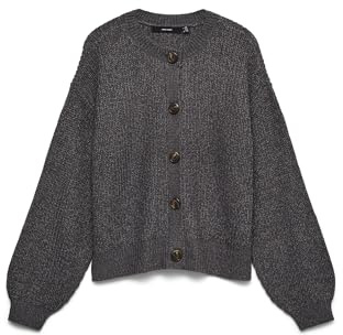 VERO MODA Femme O-Neck Vmlea Noos Cardigan À Col Rond, Gris, XL EU